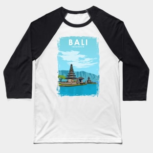 Bali Indonesia Vintage Minimal Temple Travel Poster Baseball T-Shirt